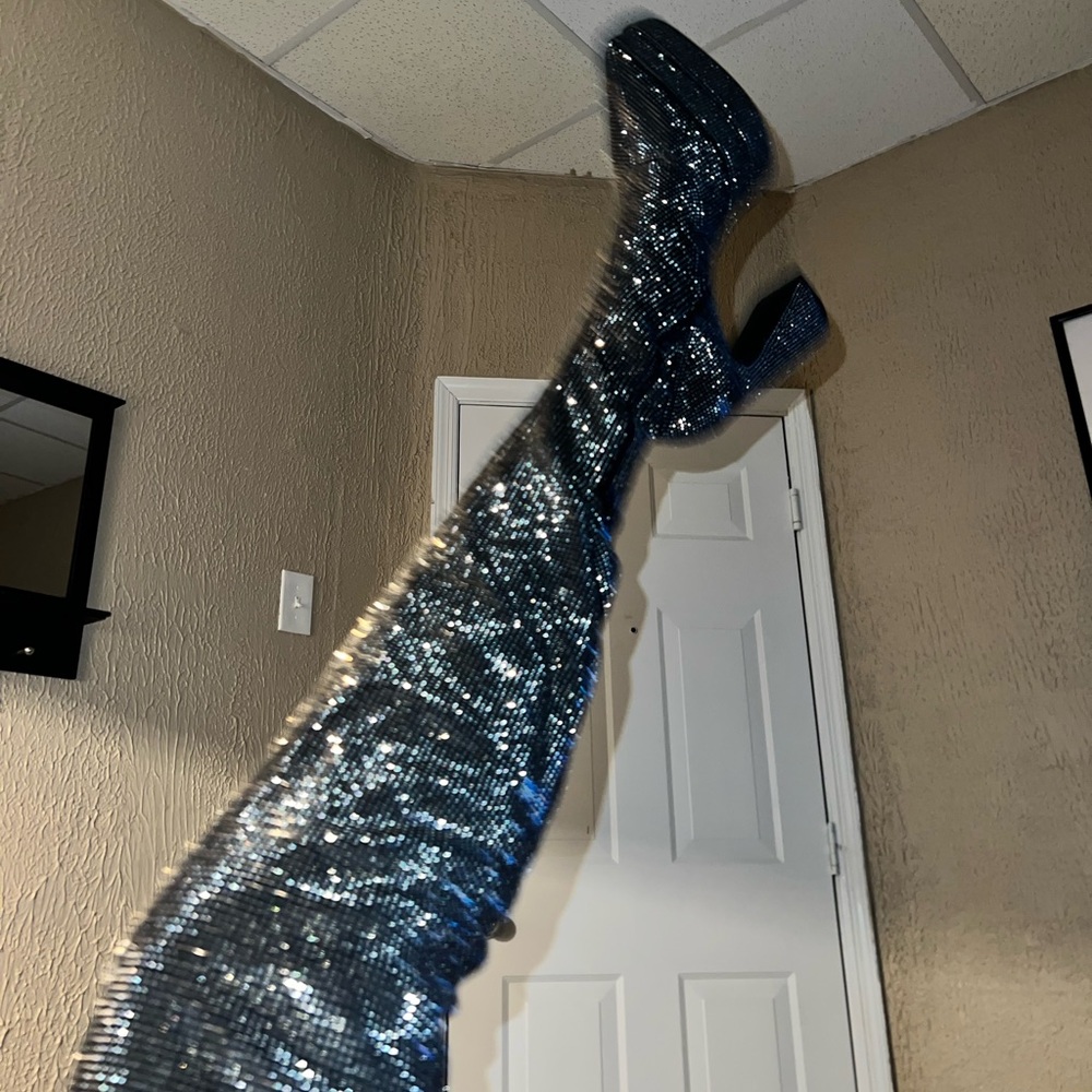 Steve Madden platform rhinestone thigh high boots